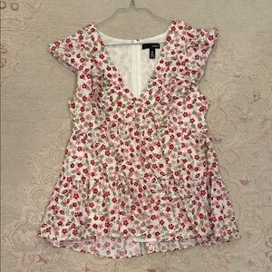 Aqua Pink and Red Floral Dress